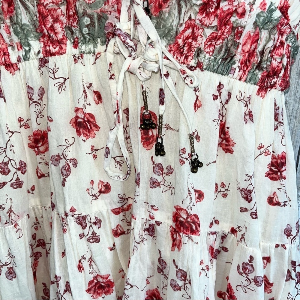 Free People Lysette Floral Maxi Dress Boho Cottagecore Tie Front XS - Picture 6 of 9